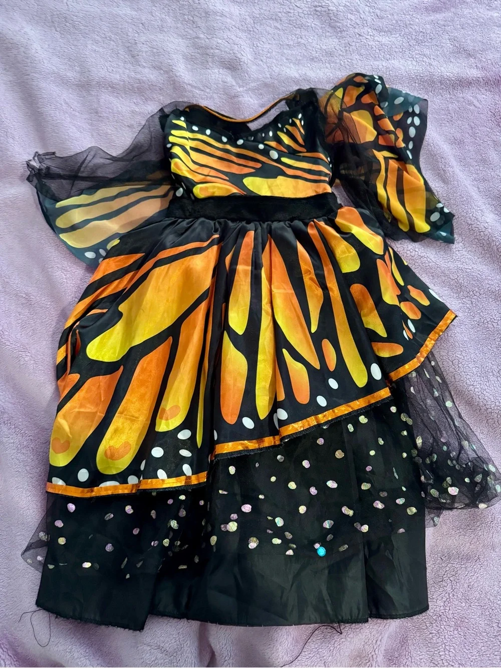 Kids Monarch Butterfly Costume Dress - Orange, Yellow & Black - Picture 1 of 1